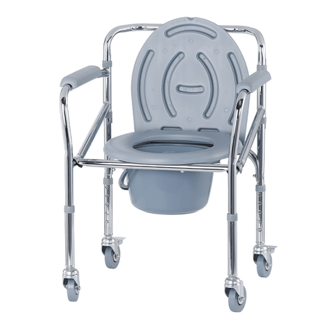 Image of Silla Sanitaria Cromada Con Ruedas