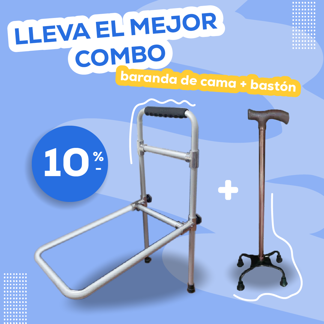 COMBO Baranda Para Cama + Bastón 4 Patas