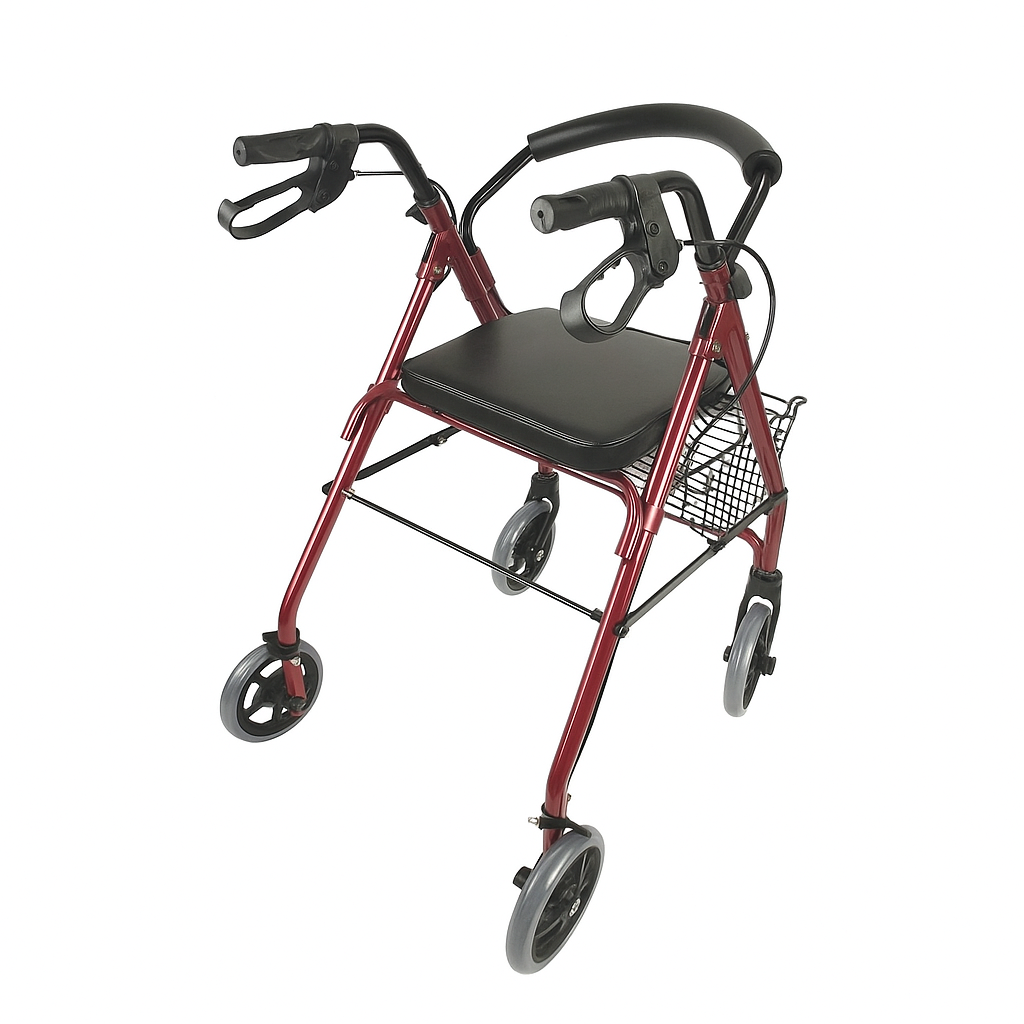 Andador Rojo Con Canasta Y Asiento