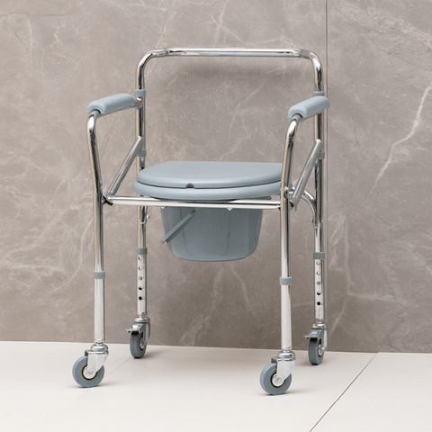 Image of Silla Sanitaria Cromada Con Ruedas